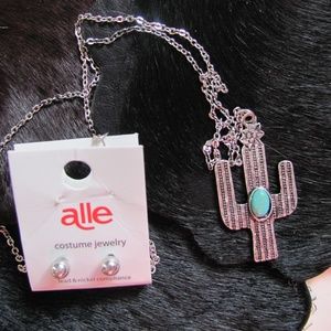 ALLE TURQUOISE CACTUS & EARRING SET BRAND NEW